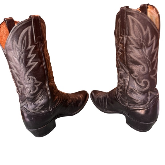 Dan Post Vintage Black Leather Western Cowboy Boots Men’s Size 8 USA Made in EUC - Picture 11 of 15